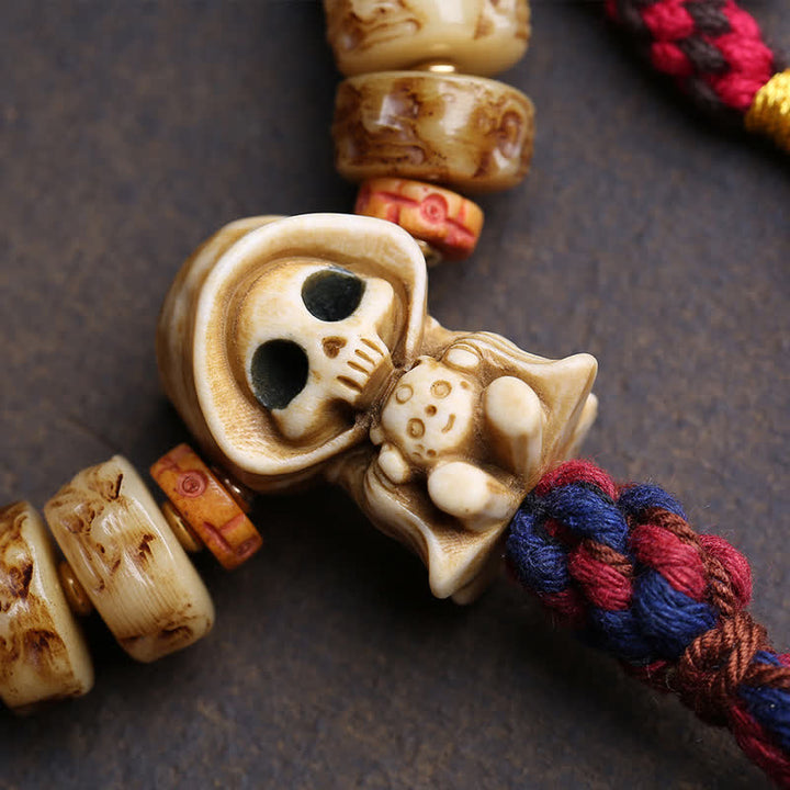 Buddha Stones Bracciale di protezione della foresta con perline d'osso tibetane, Signore dei cadaveri - image 1