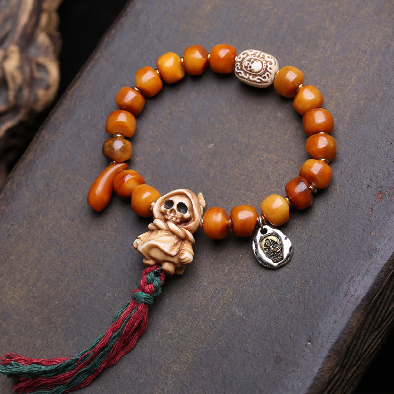 Buddha Stones Bracciale di forza e protezione della foresta del Signore dei Cadaveri con perline d'osso - Signore della Foresta dei Cadaveri - 10×7 mm - image 0
