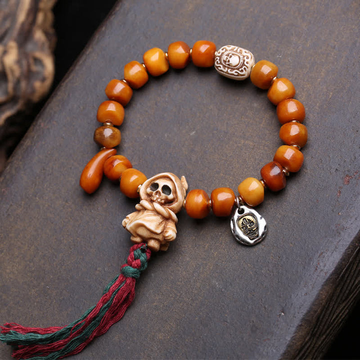 Buddha Stones Bracciale di forza e protezione della foresta del Signore dei Cadaveri con perline d'osso - Signore della Foresta dei Cadaveri - 10×7 mm - image 0