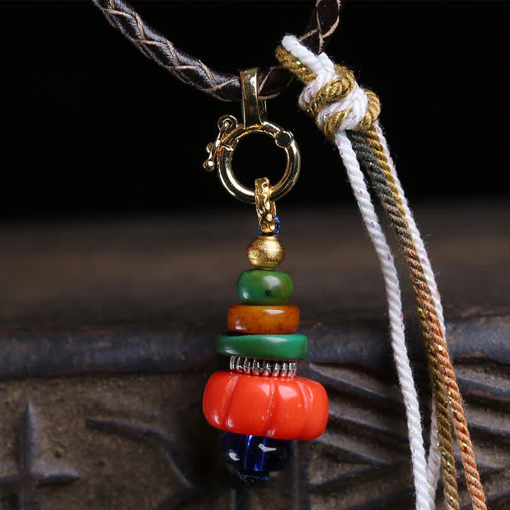 Buddha Stones Collana con ciondolo di protezione tibetano con design Mani Stone Heap Heap Bead Liuli Bead. - image 2