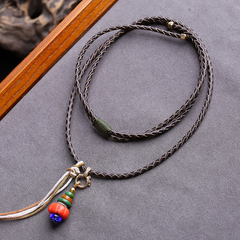 Buddha Stones Collana con ciondolo di protezione tibetano con design Mani Stone Heap Heap Bead Liuli Bead. - Circa 4,5–12 mm - image 0