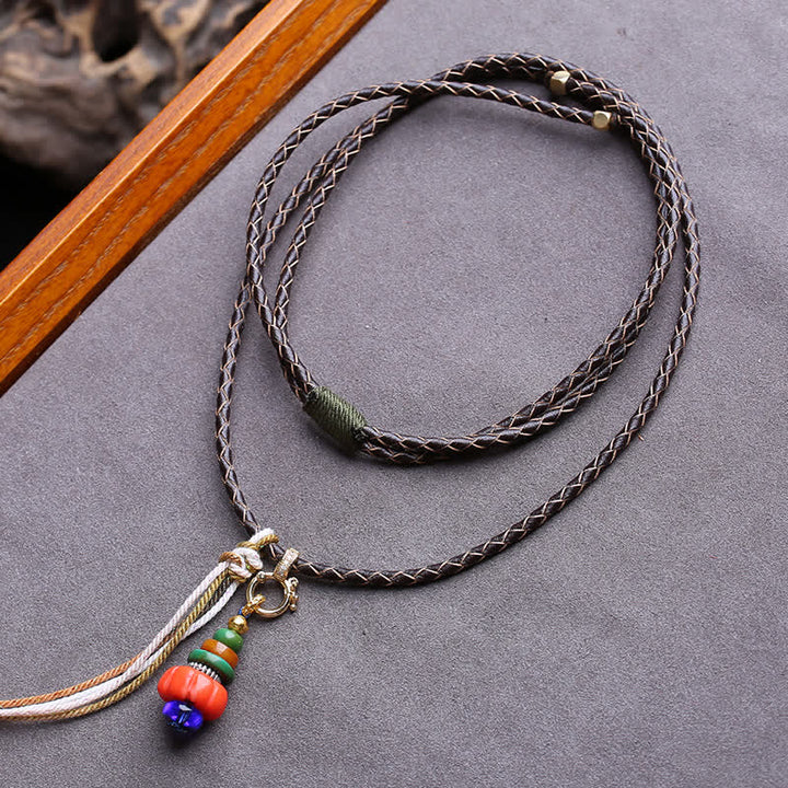 Buddha Stones Collana con ciondolo di protezione tibetano con design Mani Stone Heap Heap Bead Liuli Bead. - Circa 4,5–12 mm - image 0