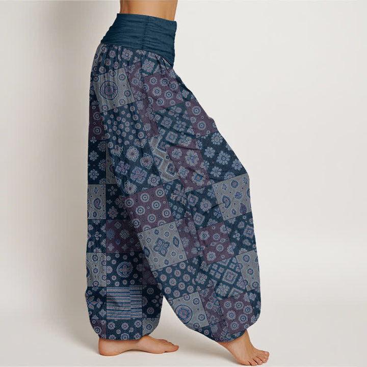 Buddha Stones Pantaloni harem da donna in cotone stile bohémien con patchwork e motivo paisley, vita elasticizzata. - image 6