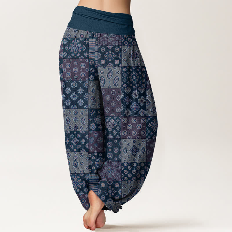 Buddha Stones Pantaloni harem da donna in cotone stile bohémien con patchwork e motivo paisley, vita elasticizzata. - image 7