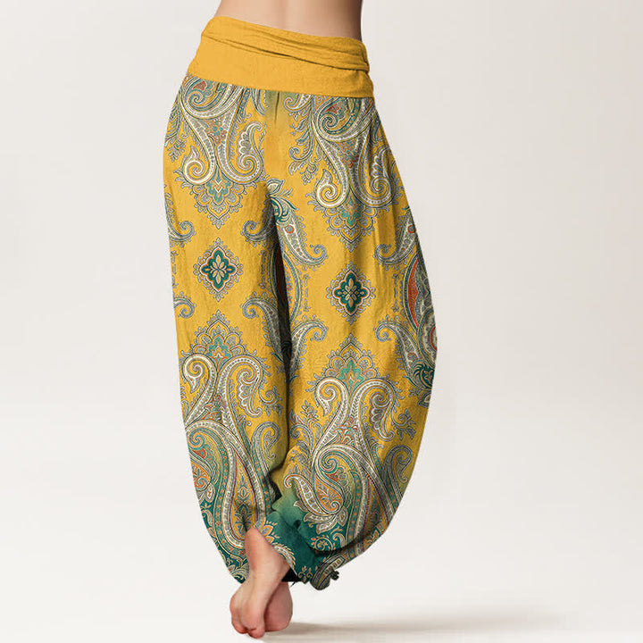 Buddha Stones Pantaloni harem da donna in cotone vintage con motivo paisley a mosaico e vita elasticizzata. - image 2