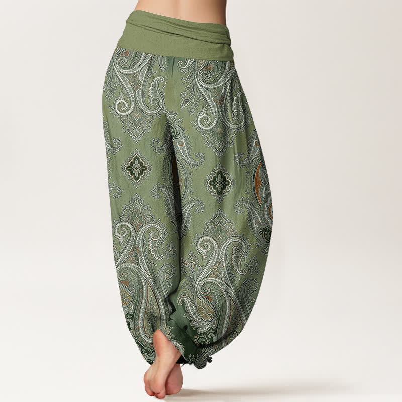 Buddha Stones Pantaloni harem da donna in cotone vintage con motivo paisley a mosaico e vita elasticizzata. - image 7