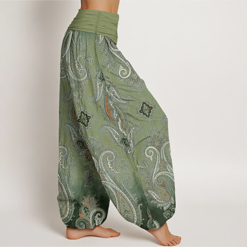 Buddha Stones Pantaloni harem da donna in cotone vintage con motivo paisley a mosaico e vita elasticizzata. - image 6