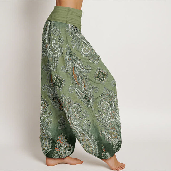 Buddha Stones Pantaloni harem da donna in cotone vintage con motivo paisley a mosaico e vita elasticizzata. - image 6