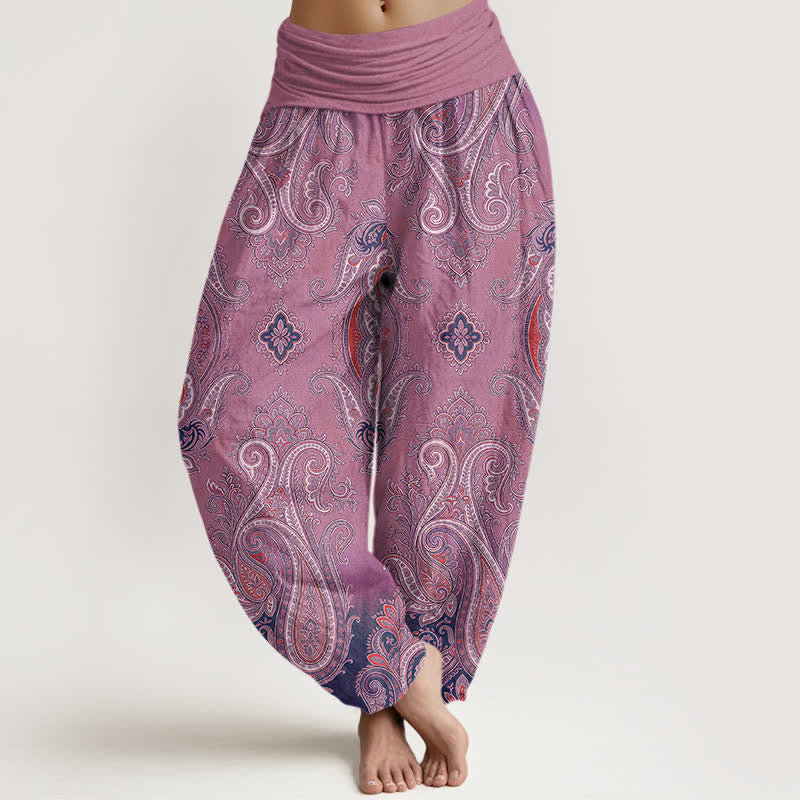 Buddha Stones Pantaloni harem da donna in cotone vintage con motivo paisley a mosaico e vita elasticizzata. - Orchidea - US16, UK/AU20, EU48 (3XL) - image 8