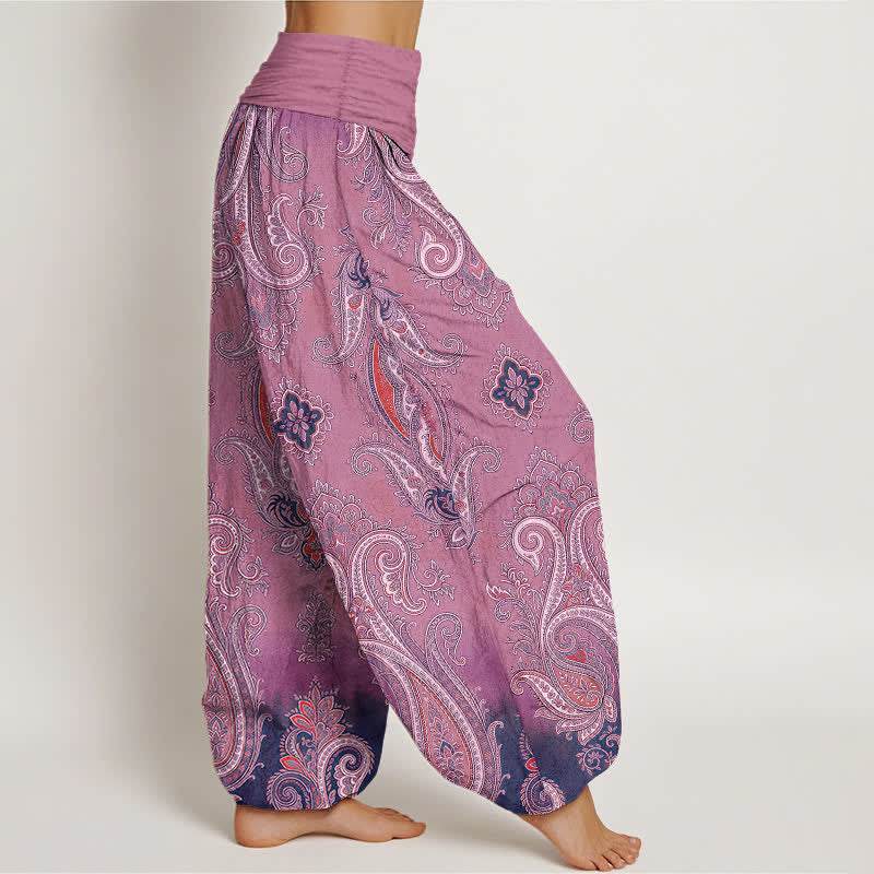 Buddha Stones Pantaloni harem da donna in cotone vintage con motivo paisley a mosaico e vita elasticizzata. - image 9