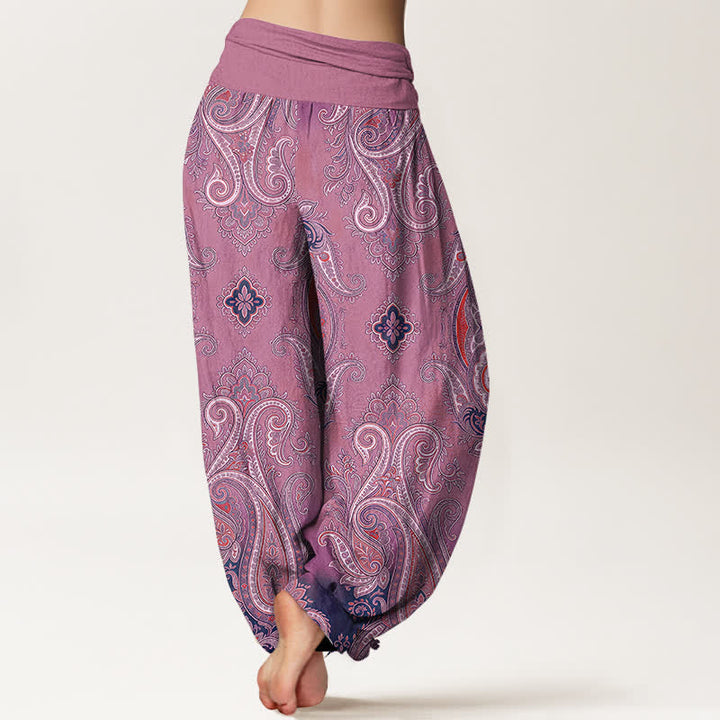Buddha Stones Pantaloni harem da donna in cotone vintage con motivo paisley a mosaico e vita elasticizzata. - image 10