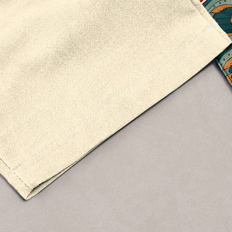 Buddha Stones Eleganti pantaloni da donna in puro cotone con motivo floreale bohémien, vita elasticizzata e tasche. - image 1