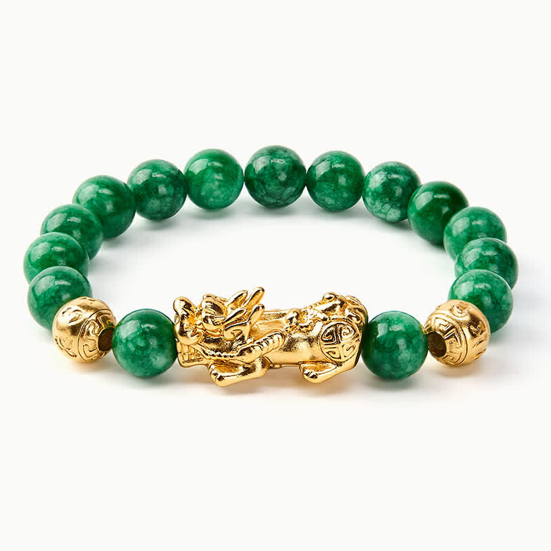 Buddha Stones Bracciale protettivo PiXiu con perline di giada ciano naturale. - image 3