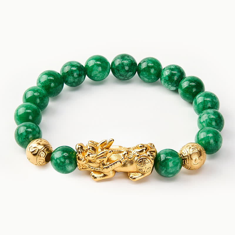 Buddha Stones Bracciale protettivo PiXiu con perline di giada ciano naturale. - image 4