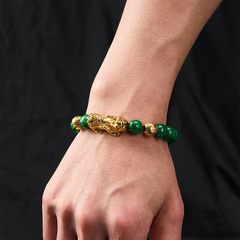Buddha Stones Bracciale protettivo PiXiu con perline di giada ciano naturale. - image 2