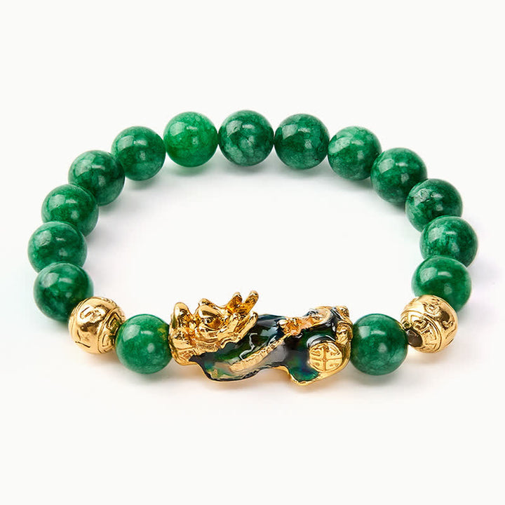 Buddha Stones Braccialetto curativo PiXiu con perline di giada ciano naturale che cambiano colore. - image 4