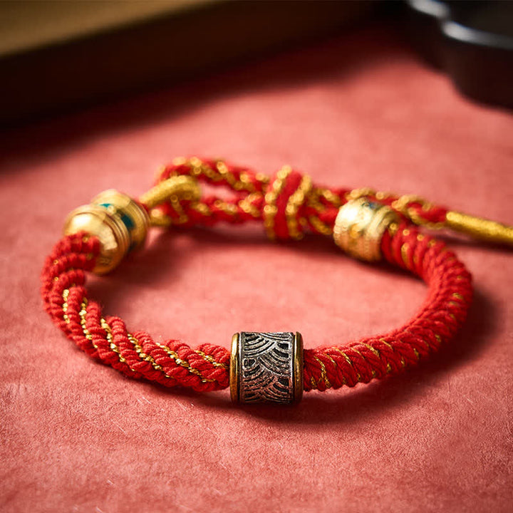 Buddha Stones Braccialetto intrecciato a mano con simbolo dei Cinque Elementi Om Mani Padme Hum e saggezza tibetana Wuxing. - image 12