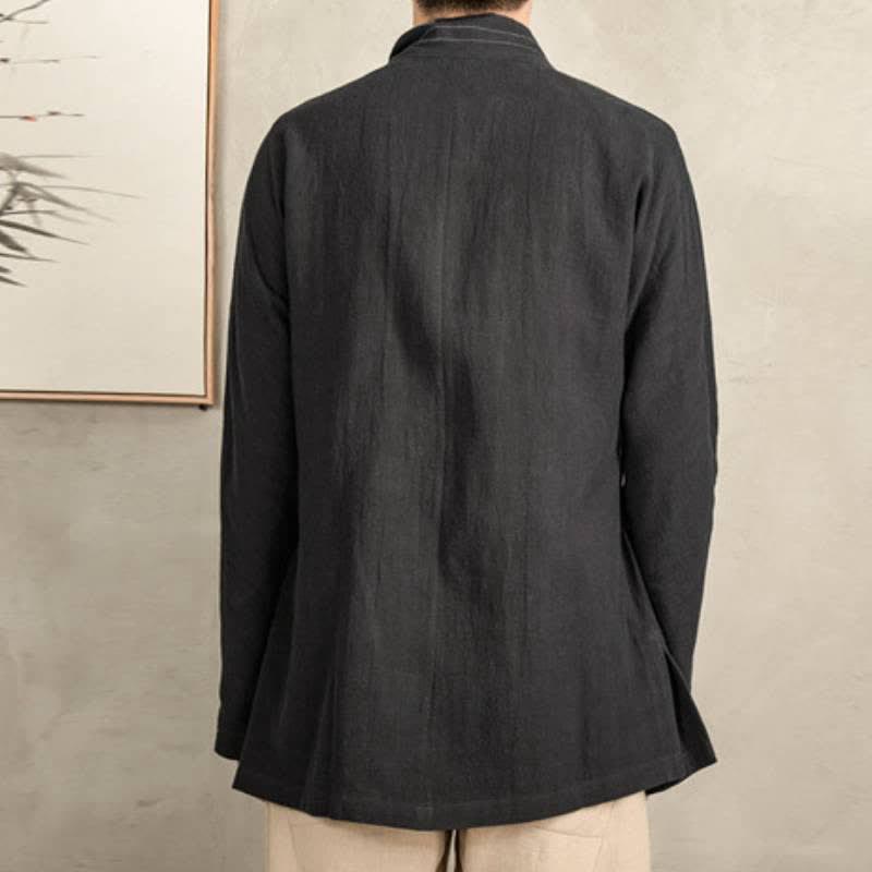 Buddha Stones Kimono da uomo in ramia tinta unita, stile vintage, con coulisse, per l'autunno. - image 17