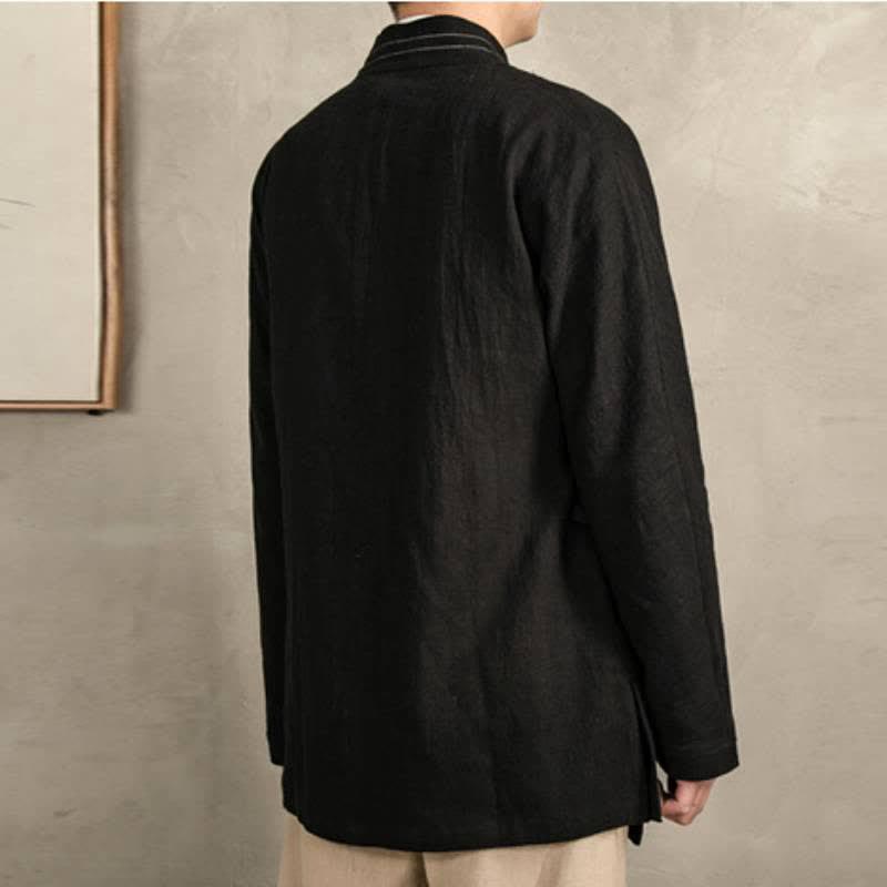 Buddha Stones Kimono da uomo in ramia tinta unita, stile vintage, con coulisse, per l'autunno. - image 16