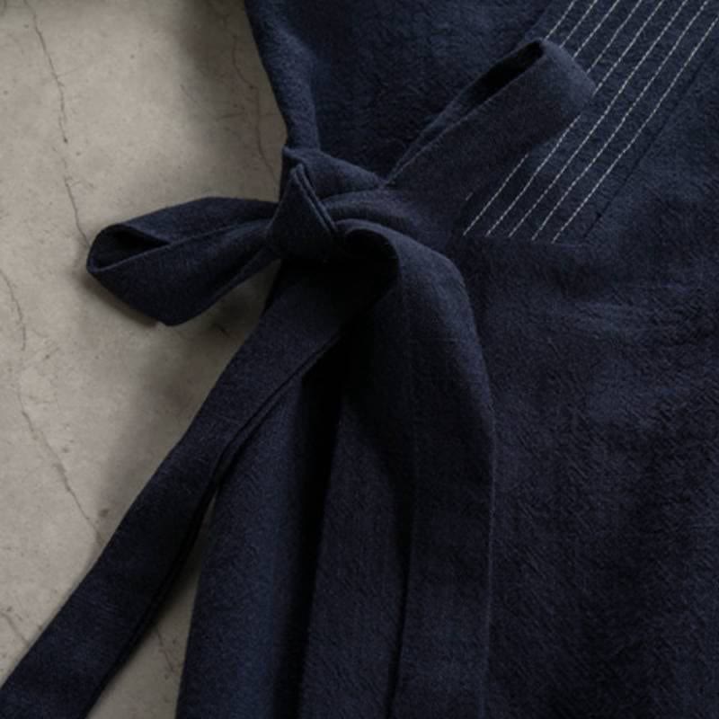 Buddha Stones Kimono da uomo in ramia tinta unita, stile vintage, con coulisse, per l'autunno. - image 8