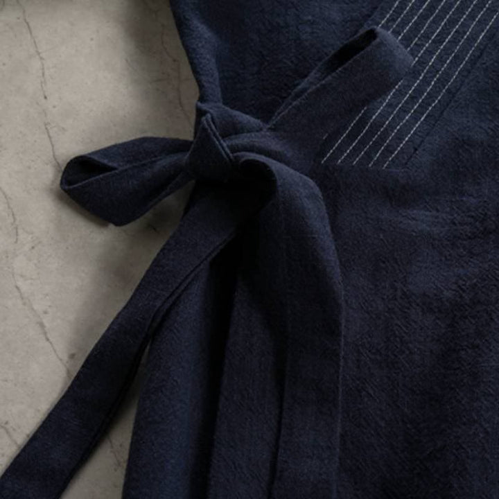 Buddha Stones Kimono da uomo in ramia tinta unita, stile vintage, con coulisse, per l'autunno. - image 8