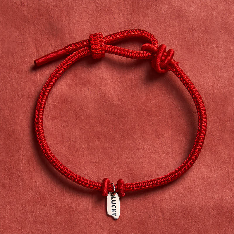 Buddha Stones Braccialetto regolabile con ciondolo portafortuna in cordino rosso intrecciato fatto a mano. - Rosso - 5,91-7,48 pollici (15-19 cm) - image 0