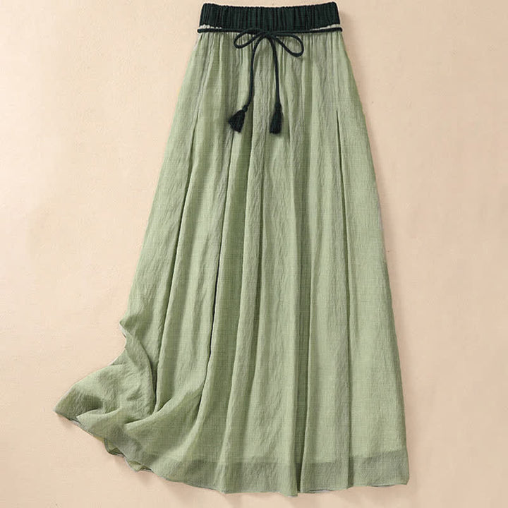 Gonna da donna 7-8 con pieghe a contrasto e allacciatura, modello casual Buddha Stones, lunghezza 7-8. - Verde chiaro - US8-10, UK/AU12-14, EU40-42 (2XL) - image 22
