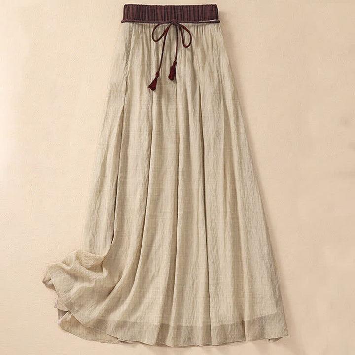 Gonna da donna 7-8 con pieghe a contrasto e allacciatura, modello casual Buddha Stones, lunghezza 7-8. - Verga d'oro pallida - US8-10, UK/AU12-14, EU40-42 (2XL) - image 0