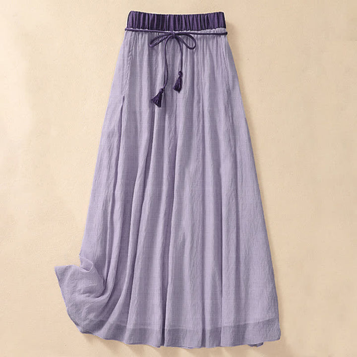 Gonna da donna 7-8 con pieghe a contrasto e allacciatura, modello casual Buddha Stones, lunghezza 7-8. - Prugna - US8-10, UK/AU12-14, EU40-42 (2XL) - image 16