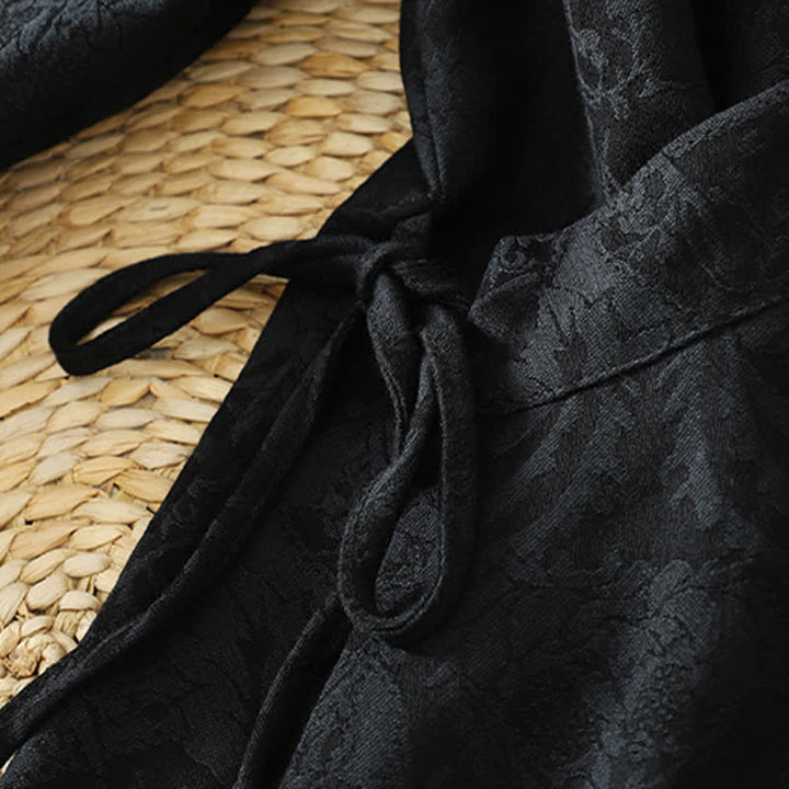 Buddha Stones Kimono da donna autunnale stile Tang vintage con coulisse e stampa floreale. - image 11