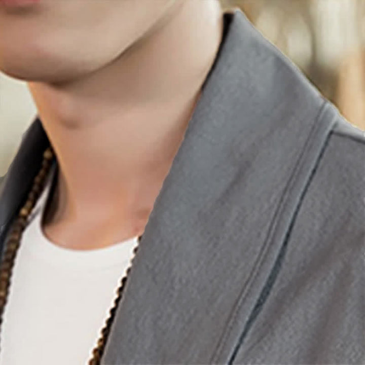 Buddha Stones Kimono da uomo casual, minimalista e tinta unita, ideale per primavera e autunno. - image 12