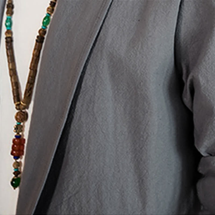 Buddha Stones Kimono da uomo casual, minimalista e tinta unita, ideale per primavera e autunno. - image 13