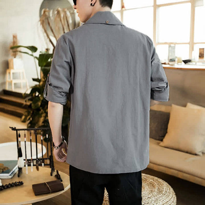 Buddha Stones Kimono da uomo casual, minimalista e tinta unita, ideale per primavera e autunno. - image 8