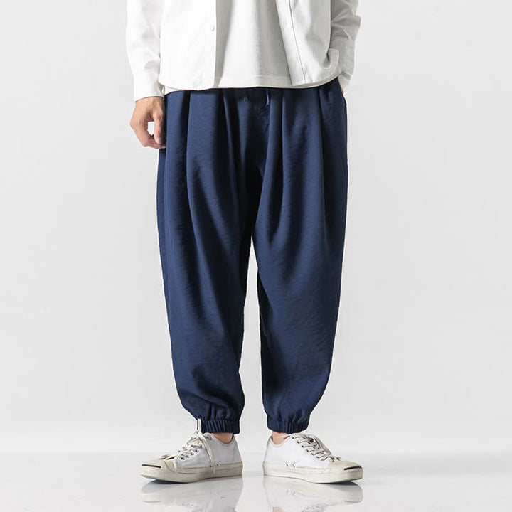 Buddha Stones Pantaloni corti da uomo a tinta unita con coulisse, modello casual primavera/estate, con tasca. - Marina - US/UK/AU46, EU56 (5XL) - image 11