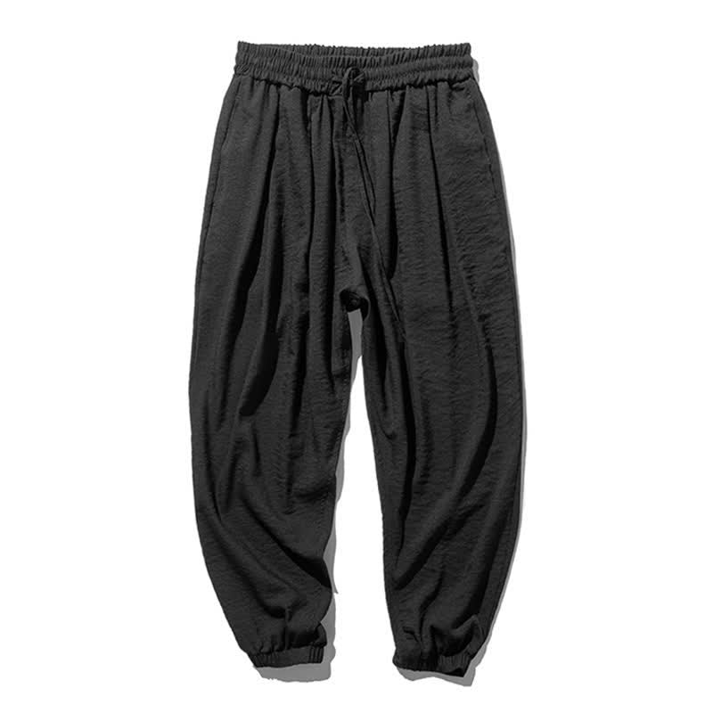Buddha Stones Pantaloni corti da uomo a tinta unita con coulisse, modello casual primavera/estate, con tasca. - image 10