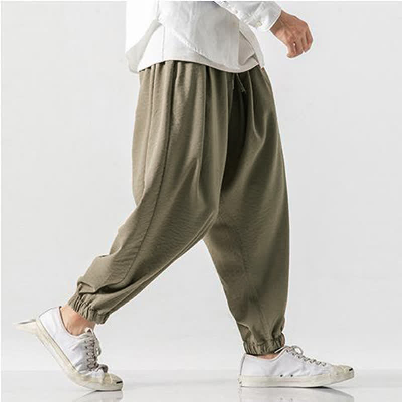 Buddha Stones Pantaloni corti da uomo a tinta unita con coulisse, modello casual primavera/estate, con tasca. - image 1