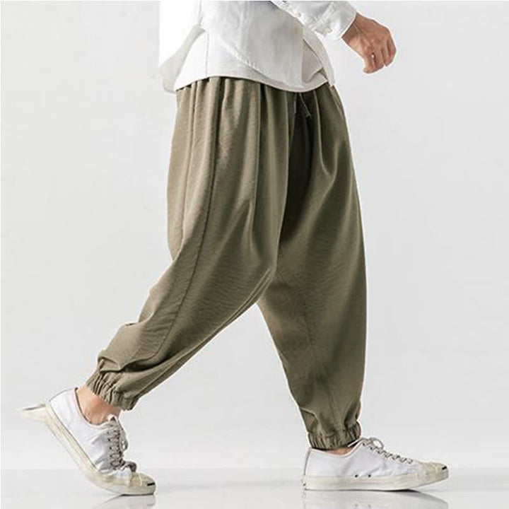 Buddha Stones Pantaloni corti da uomo a tinta unita con coulisse, modello casual primavera/estate, con tasca. - image 1