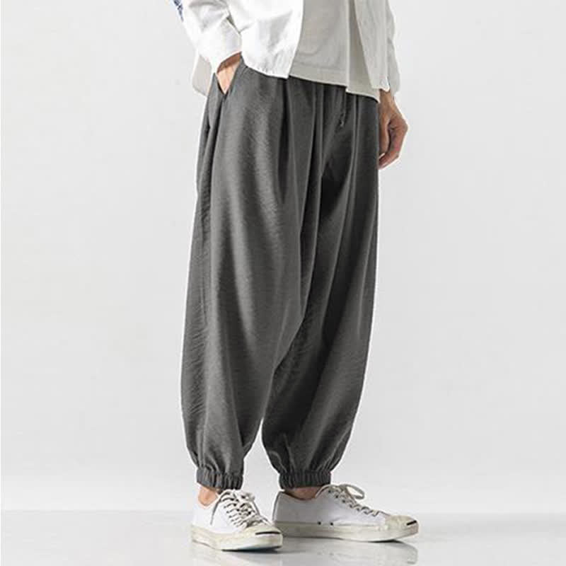 Buddha Stones Pantaloni corti da uomo a tinta unita con coulisse, modello casual primavera/estate, con tasca. - image 23