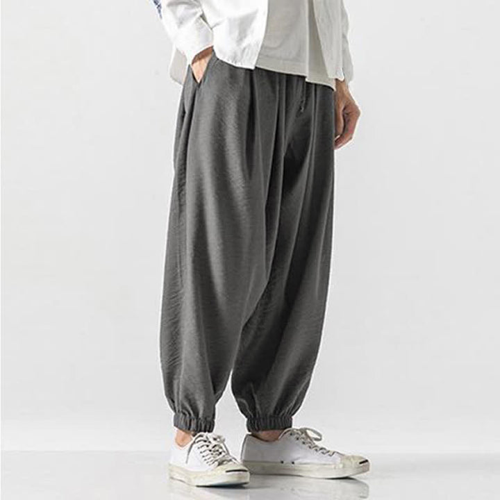 Buddha Stones Pantaloni corti da uomo a tinta unita con coulisse, modello casual primavera/estate, con tasca. - image 23