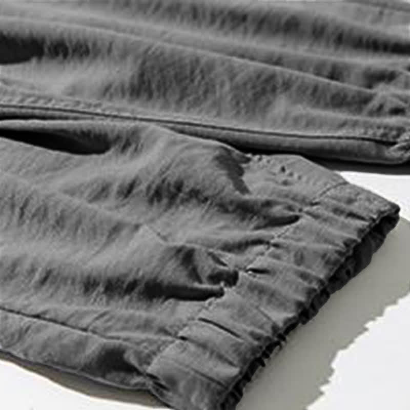 Buddha Stones Pantaloni corti da uomo a tinta unita con coulisse, modello casual primavera/estate, con tasca. - image 29