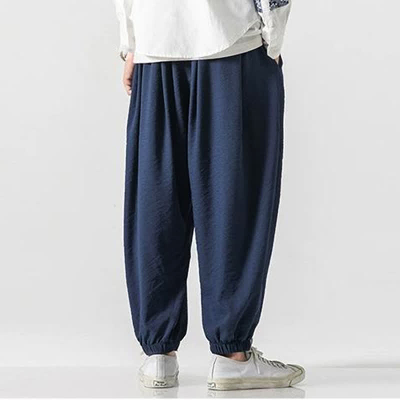 Buddha Stones Pantaloni corti da uomo a tinta unita con coulisse, modello casual primavera/estate, con tasca. - image 15