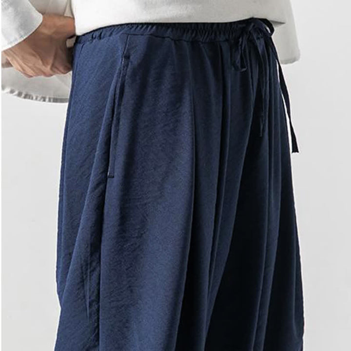 Buddha Stones Pantaloni corti da uomo a tinta unita con coulisse, modello casual primavera/estate, con tasca. - image 19