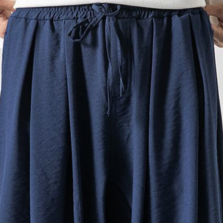 Buddha Stones Pantaloni corti da uomo a tinta unita con coulisse, modello casual primavera/estate, con tasca. - image 17