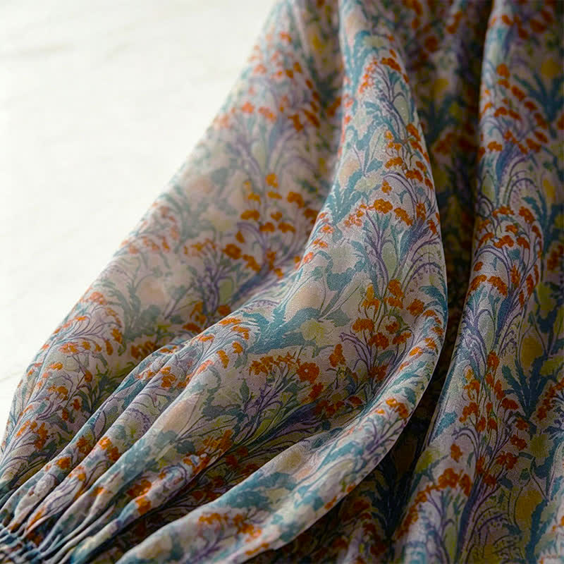 Buddha Stones Camicie a maniche lunghe da donna con stampa floreale vintage autunnale - image 3