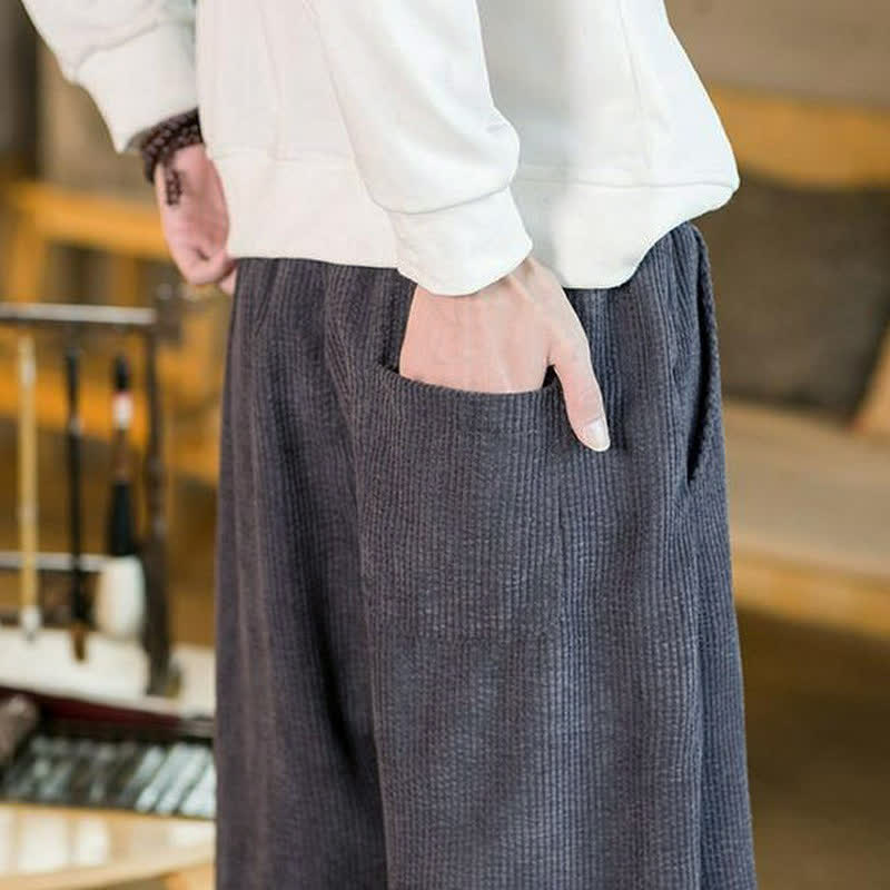 Buddha Stones Pantaloni da uomo a gamba affusolata, minimalisti, con coulisse, tinta unita, per autunno/inverno, modello casual e minimalista, con tasca. - image 6