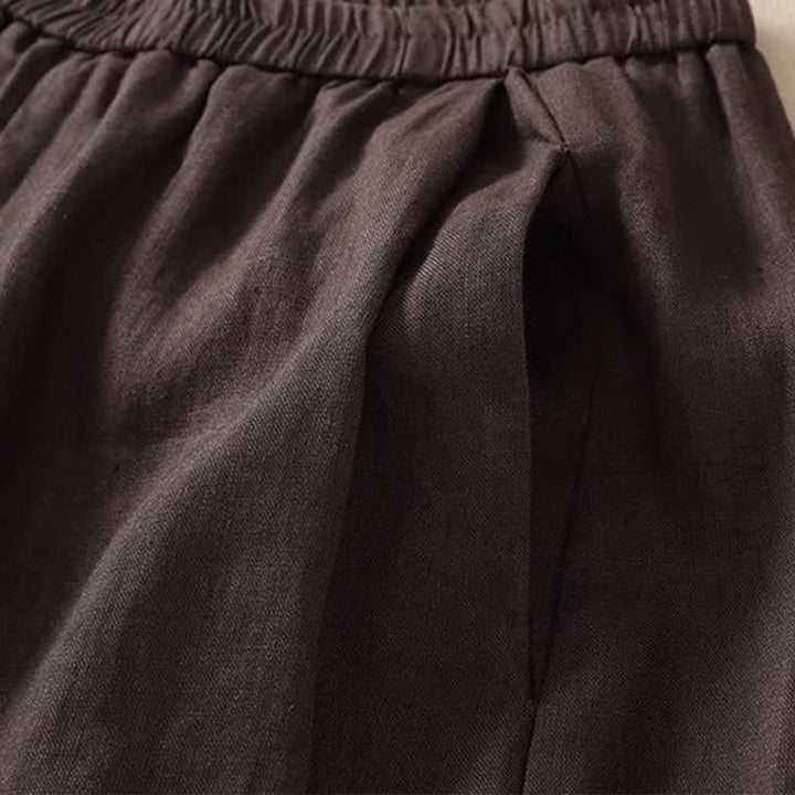Buddha Stones Pantaloni basici semplici a tinta unita da donna, modello alla caviglia, con gamba dritta e tasche, per primavera/estate. - image 8