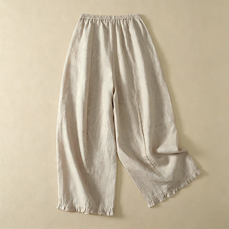Buddha Stones Pantaloni basici semplici a tinta unita da donna, modello alla caviglia, con gamba dritta e tasche, per primavera/estate. - image 1