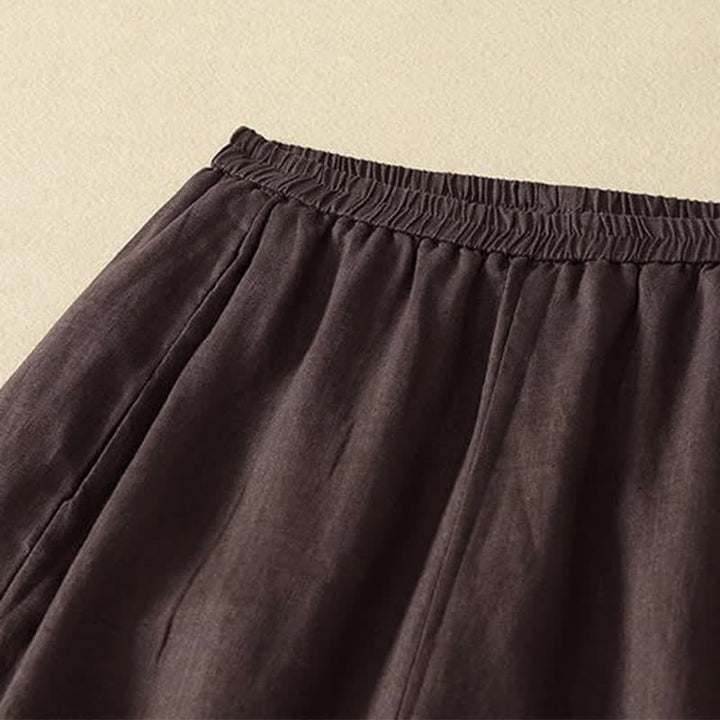 Buddha Stones Pantaloni basici semplici a tinta unita da donna, modello alla caviglia, con gamba dritta e tasche, per primavera/estate. - image 7