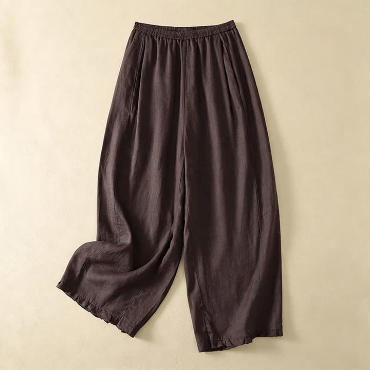 Buddha Stones Pantaloni basici semplici a tinta unita da donna, modello alla caviglia, con gamba dritta e tasche, per primavera/estate. - Marrone sella - US8-10, UK/AU12-14, EU40-42 (2XL) - image 6