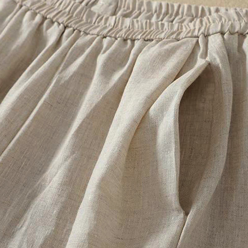 Buddha Stones Pantaloni basici semplici a tinta unita da donna, modello alla caviglia, con gamba dritta e tasche, per primavera/estate. - image 3